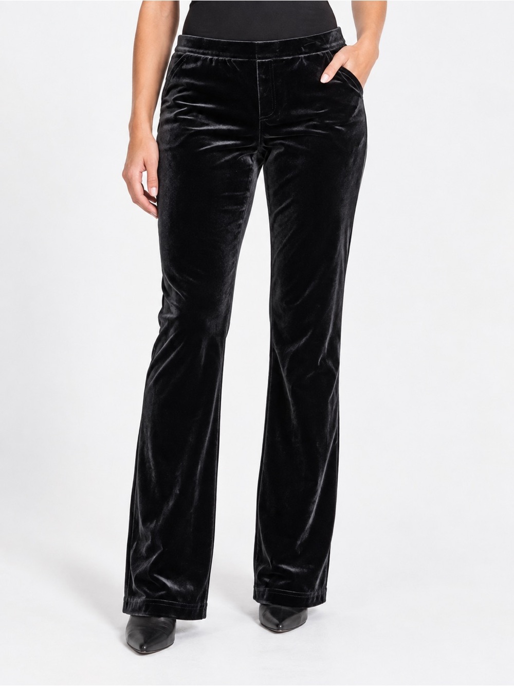 Ivanka Trump Women’s XL Black Velvet Straight Leg Pants Pockets Stretch Classic